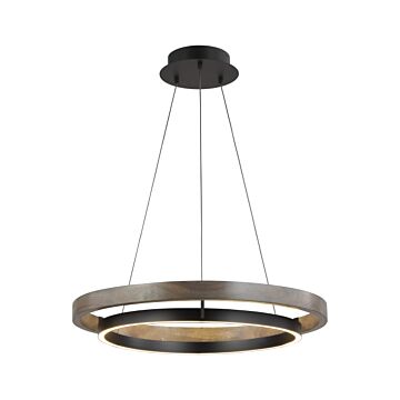 Grace LED Chandelier in Matte Black Weathered Oak Wood by Visual Comfort Modern
