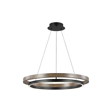 Grace LED Chandelier in Matte Black Weathered Oak Wood by Visual Comfort Modern