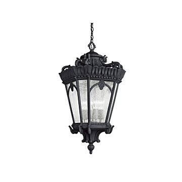 Tournai Four Light Outdoor Pendant in Textured Black by Kichler