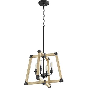 Alpine Four Light Pendant in Textured Black  Driftwood finish by Quorum International