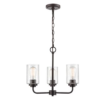 Moven Three Light Chandelier in Rubbed Bronze by Millennium