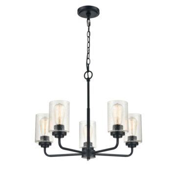 Moven Five Light Chandelier in Matte Black by Millennium
