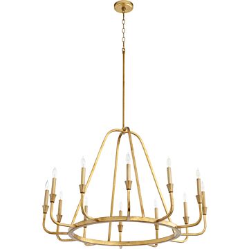 Marquee 12 Light Chandelier in Gold Leaf by Quorum International