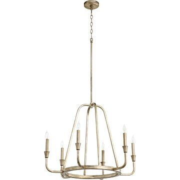 Marquee Six Light Chandelier in Aged Silver Leaf by Quorum International