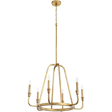 Marquee Six Light Chandelier in Gold Leaf by Quorum International