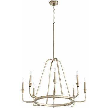 Marquee Eight Light Chandelier in Aged Silver Leaf by Quorum International