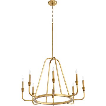 Marquee Eight Light Chandelier in Gold Leaf by Quorum International