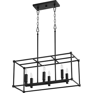 Olympus Six Light Linear Pendant in Textured Black by Quorum International