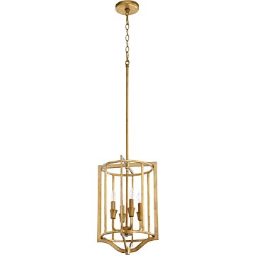 Marquee Four Light Pendant in Gold Leaf by Quorum International