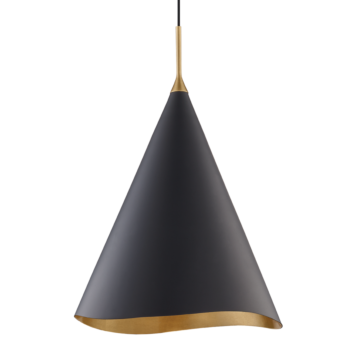 Martini One Light Pendant in Gold Leaf Black Combo by Hudson Valley