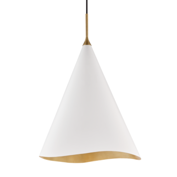 Martini One Light Pendant in Gold Leaf Soft Off White Combo by Hudson Valley