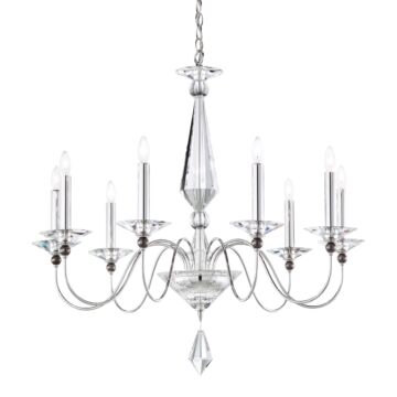 Schonbek Jasmine 9 Light Chandelier in Silver with Clear Optic Crystals