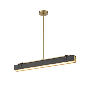 Valise LED Pendant in Vintage Brass Tuxedo Leather by Alora