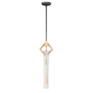 Flambeau One Light Pendant in Black   Antique Brass by Maxim