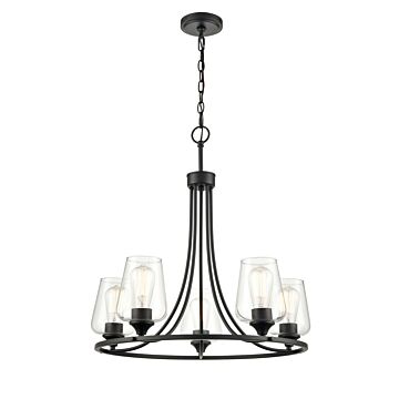 Ashford Five Light Chandelier in Matte Black by Millennium