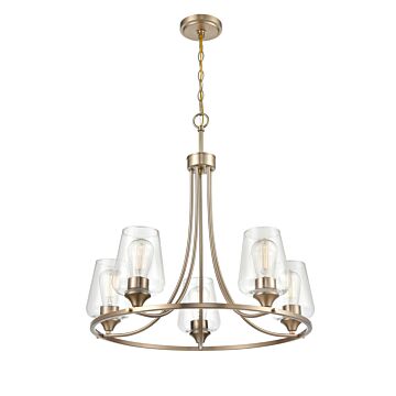 Ashford Five Light Chandelier in Modern Gold by Millennium