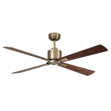 Climate 52in Hanging Ceiling Fan in Antique Brass and Walnut