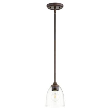 Jardin One Light Pendant in Oiled Bronze  Clear Seeded by Quorum International