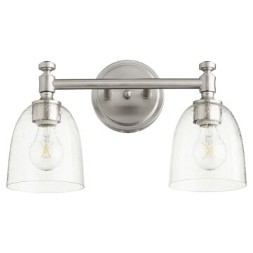 Rossington Two Light Vanity in Satin Nickel  Clear Seeded by Quorum International