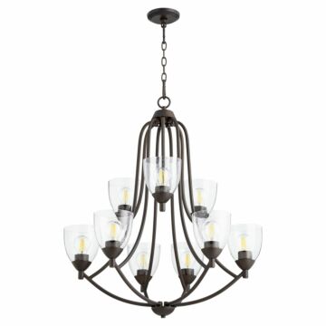 Barkley Nine Light Chandelier in Oiled Bronze  Clear Seeded by Quorum International