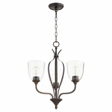 Jardin Three Light Chandelier in Oiled Bronze  Clear Seeded by Quorum International