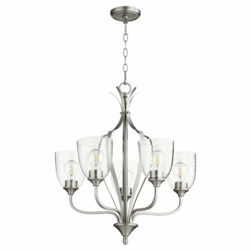 Jardin Five Light Chandelier in Satin Nickel  Clear Seeded by Quorum International