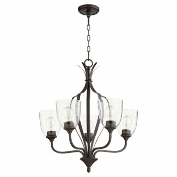 Jardin Five Light Chandelier in Oiled Bronze  Clear Seeded by Quorum International