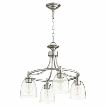 Rossington Four Light Chandelier in Satin Nickel  Clear Seeded by Quorum International