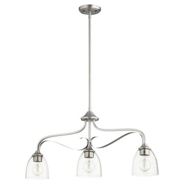 Jardin Three Light Island Pendant in Satin Nickel  Clear Seeded by Quorum International