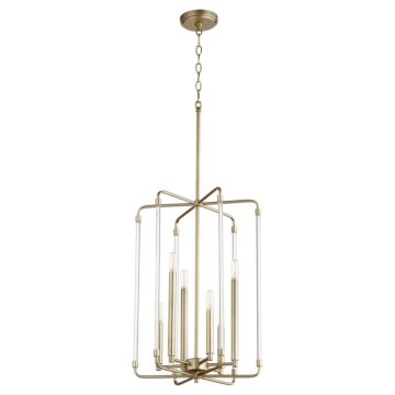 Optic Six Light Entry Pendant in Aged Brass by Quorum International