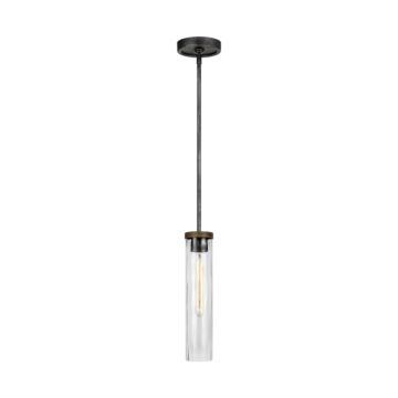 Angelo One Light Pendant in Distressed Weathered Oak   Slate Grey Metal by Visual Comfort Studio