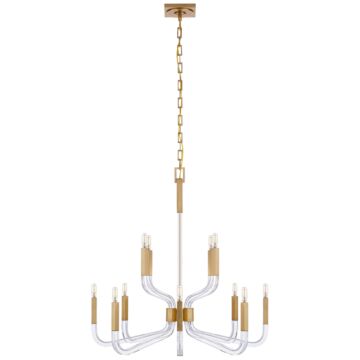 Reagan  Chandelier in Antique-Burnished Brass and Crystal by Visual Comfort Signature