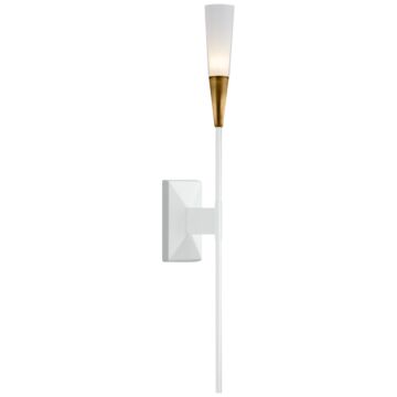 Stellar LED Wall Sconce in Matte White and Antique Brass by Visual Comfort Signature
