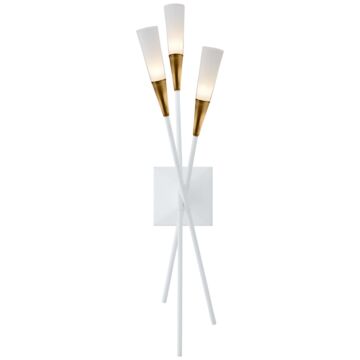 Stellar LED Wall Sconce in Matte White and Antique Brass by Visual Comfort Signature