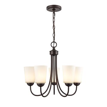 Ivey Lake Five Light Chandelier in Rubbed Bronze by Millennium