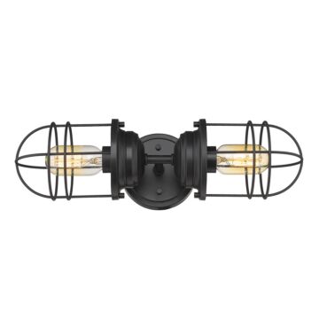 Seaport BLK Two Light Wall Sconce in Matte Black by Golden