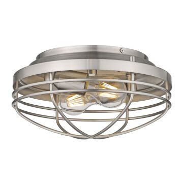 Seaport PW Two Light Flush Mount in Pewter by Golden