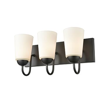 Ivey Lake Three Light Vanity in Matte Black by Millennium