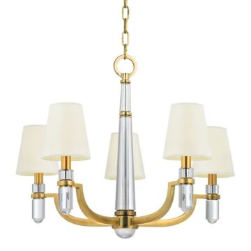Dayton Five Light Chandelier in Aged Brass by Hudson Valley