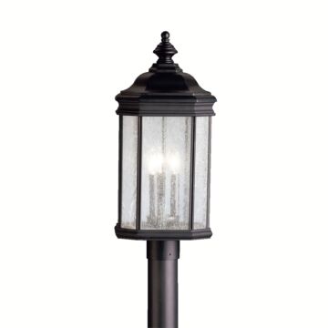 Kirkwood Three Light Outdoor Post Mount in Black by Kichler