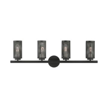 Industro 4-Light Bathroom Vanity Light in Black w with Brushed Nickels