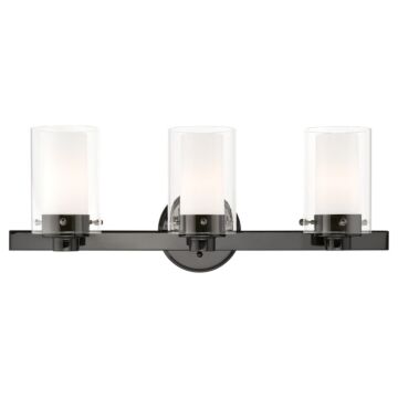 Manhattan 3-Light Bathroom Vanity Light in Black Chrome w with Polished Chromes