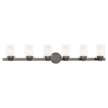 Manhattan 6-Light Bathroom Vanity Light in Black Chrome w with Polished Chromes