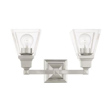 Mission 2-Light Bathroom Vanity Light in Brushed Nickel