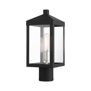 Nyack 1-Light Outdoor Post Top Lantern in Black w with Brushed Nickel Cluster