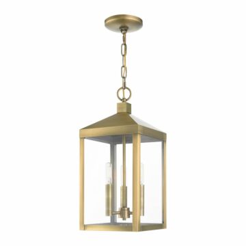 Nyack 3-Light Outdoor Pendant in Antique Brass