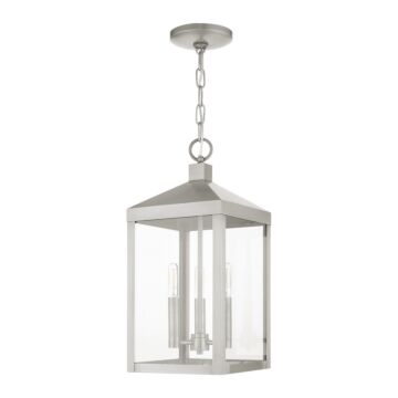 Nyack 3-Light Outdoor Pendant in Brushed Nickel
