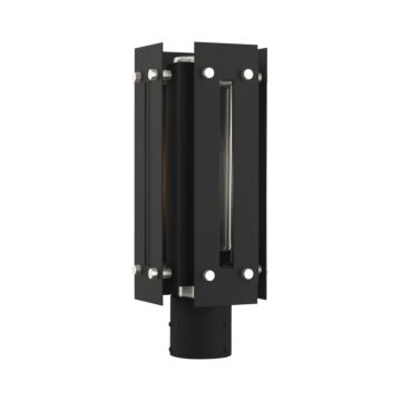 Utrecht 1-Light Outdoor Post Top Lantern in Black w with Brushed Nickels