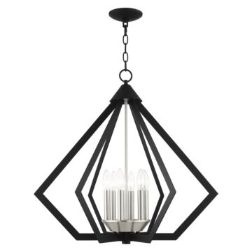 Prism 6-Light Chandelier in Black w with Brushed Nickel Cluster