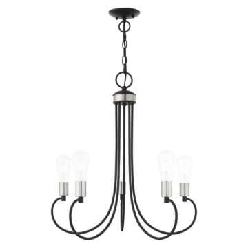 Bari 5-Light Chandelier in Black w with Brushed Nickels